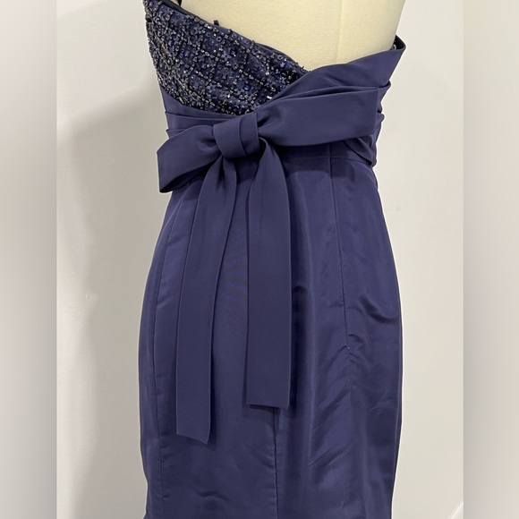 Carolina Herrera Strapless Embellished Silk Faille Gown Navy US:4 Dress - Picture 9 of 14